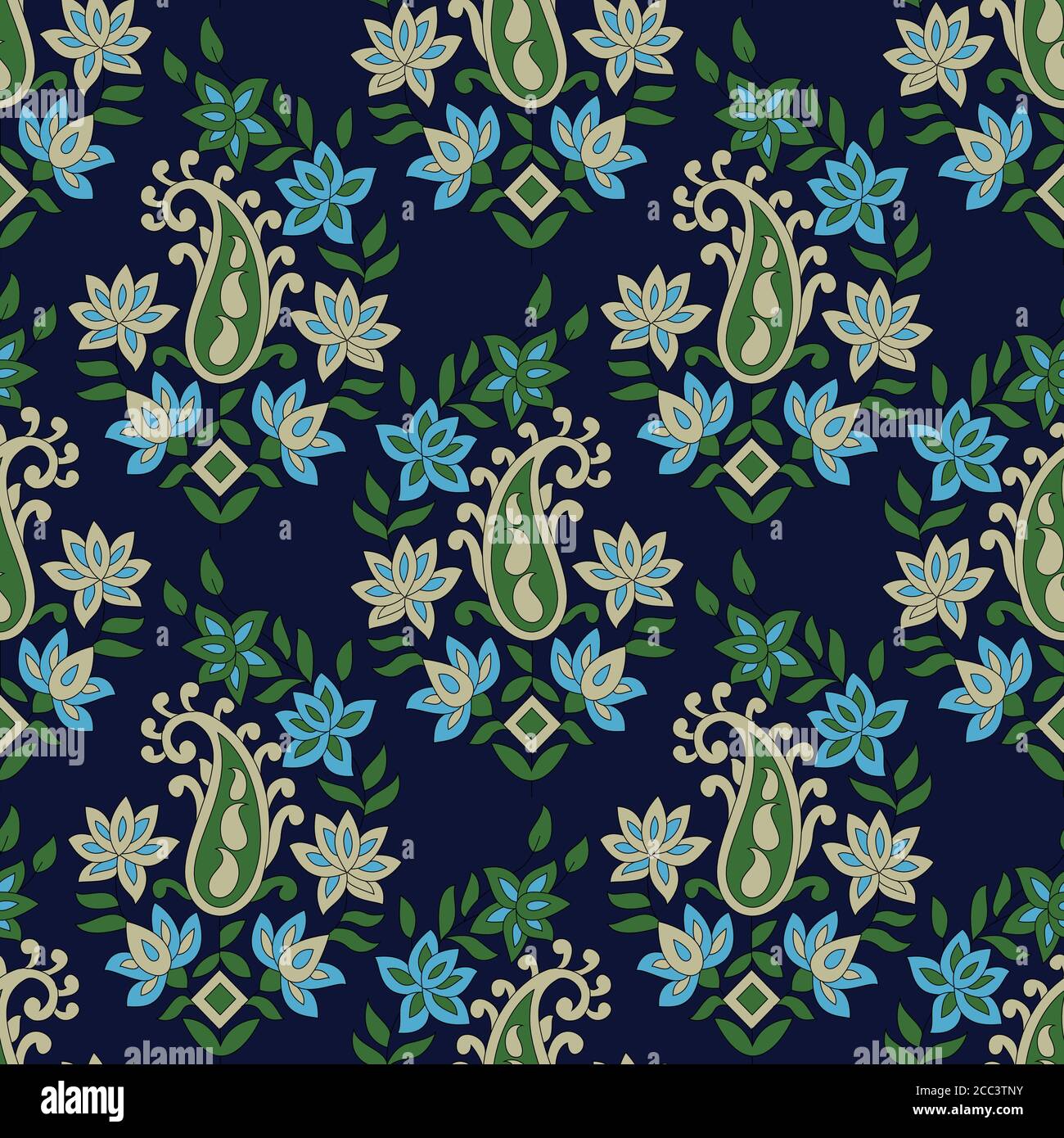 Motif géométrique de fleurs sur fond bleu marine Illustration de Vecteur
