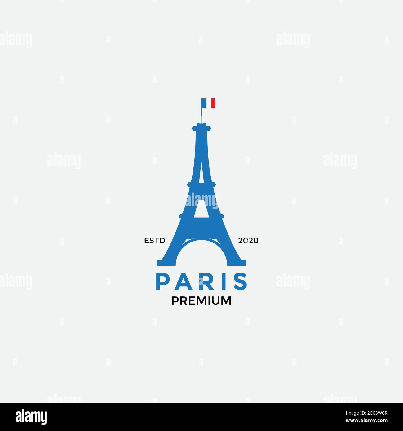 Tour Eiffel moderne avec logo drapeau français Illustration de Vecteur