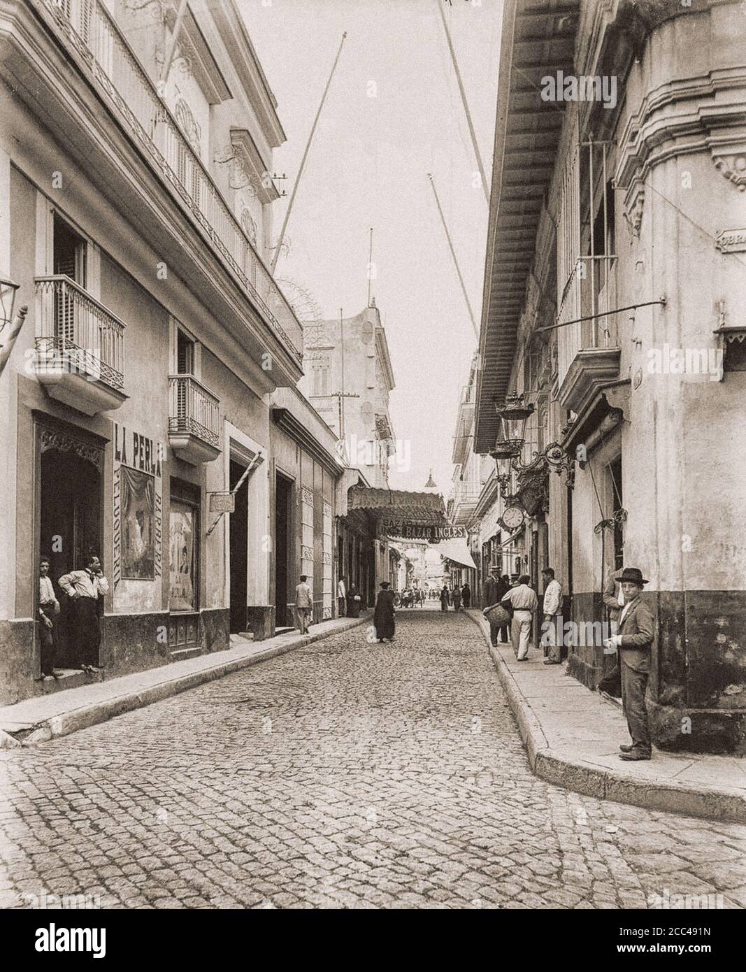 La vieille Havane. Rue Obrapia. Cuba. 1900 Banque D'Images