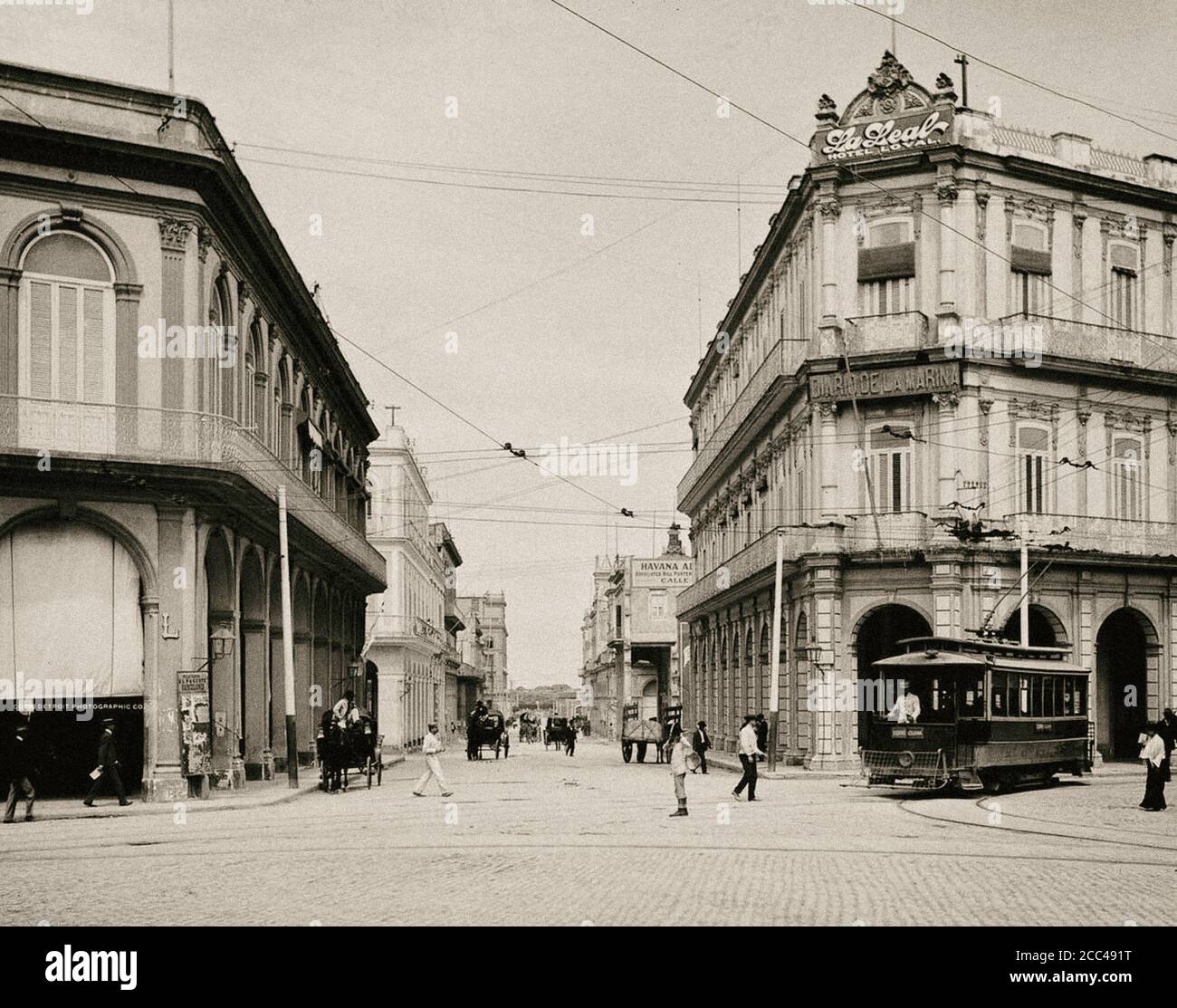 La vieille Havane. Avenida Zulueta. Cuba. 1900 Banque D'Images
