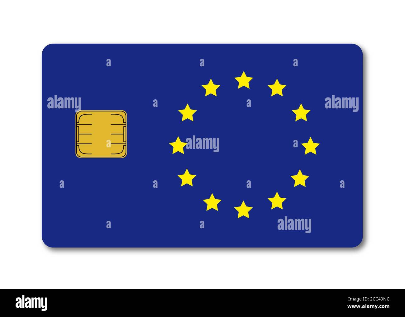 Carte de crédit avec le drapeau de l'Union européenne, sur fond blanc Banque D'Images