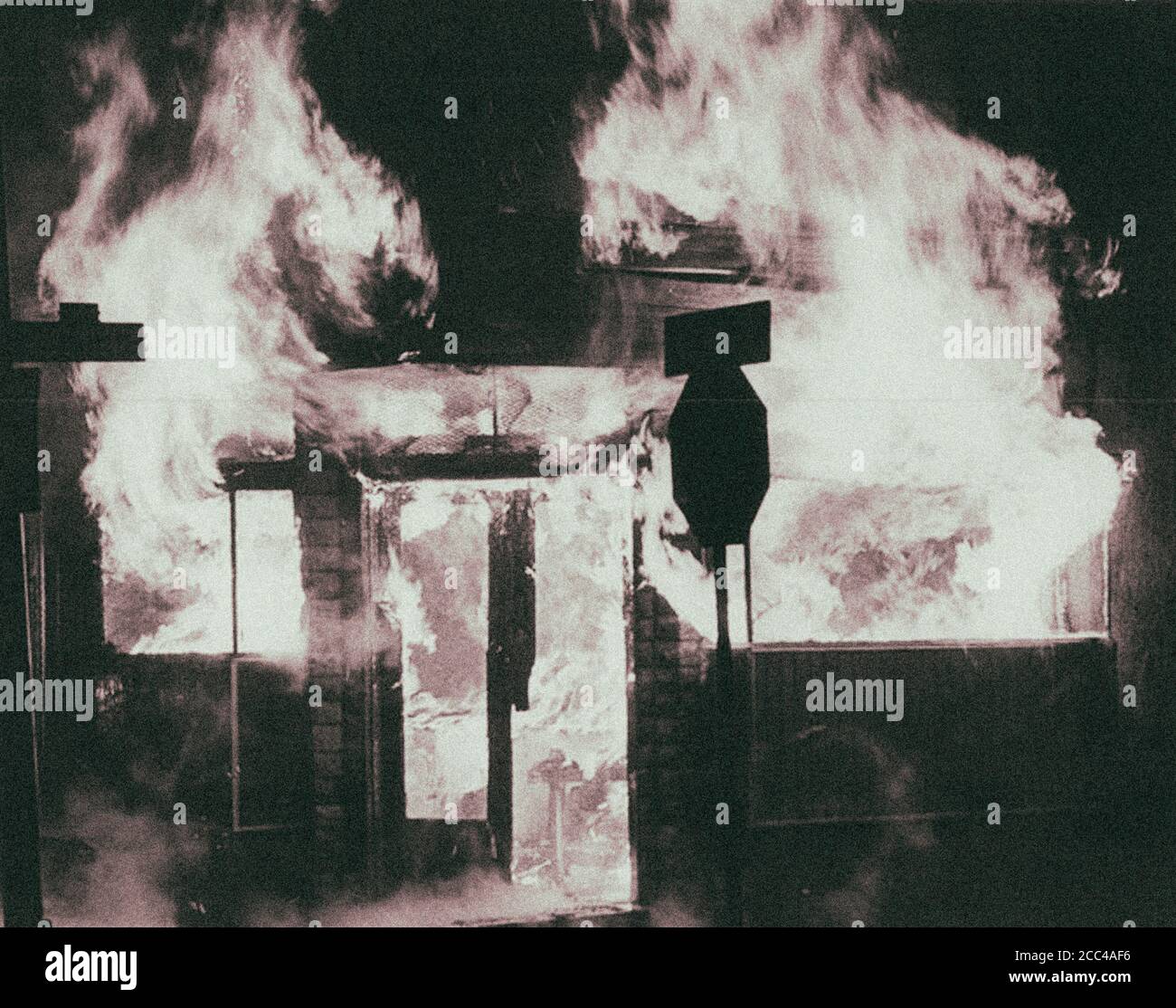 Un incendie dans les rues Harford et Lanvale. Émeutes à Baltimore. ÉTATS-UNIS. 1968 Banque D'Images