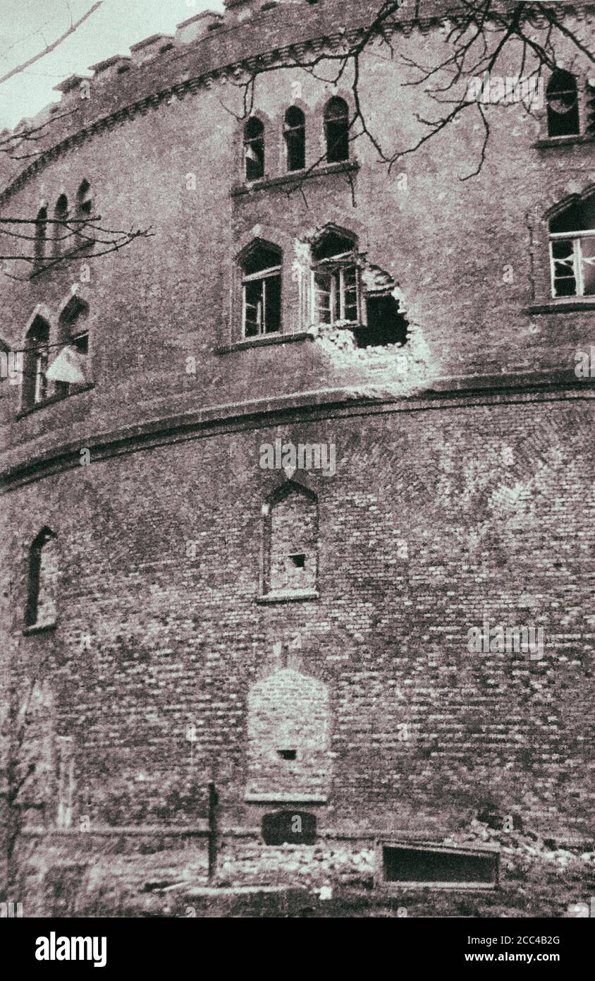 Caserne Kronprinz dans la ville fortifiée allemande de Koenigsberg. Prusse de l'est, Allemagne. Avril 1945 Banque D'Images