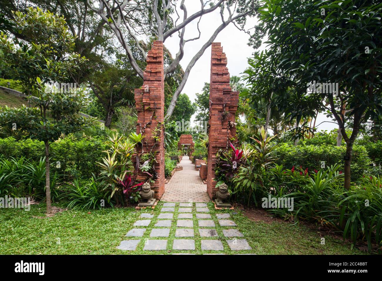 Explorez le jardin de sang Nila Utama au fort Canning Park, à Singapour Banque D'Images