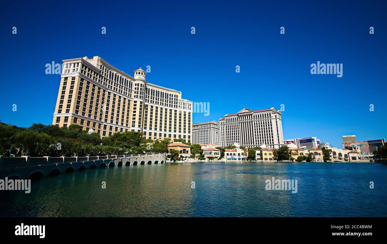 Las Vegas,NV/USA - septembre 16,2018 : Voir les hôtels et le casino Bellagio à Las Vegas, Etats-Unis. Las Vegas est l'une des destinations touristiques les plus populaires au monde. Banque D'Images