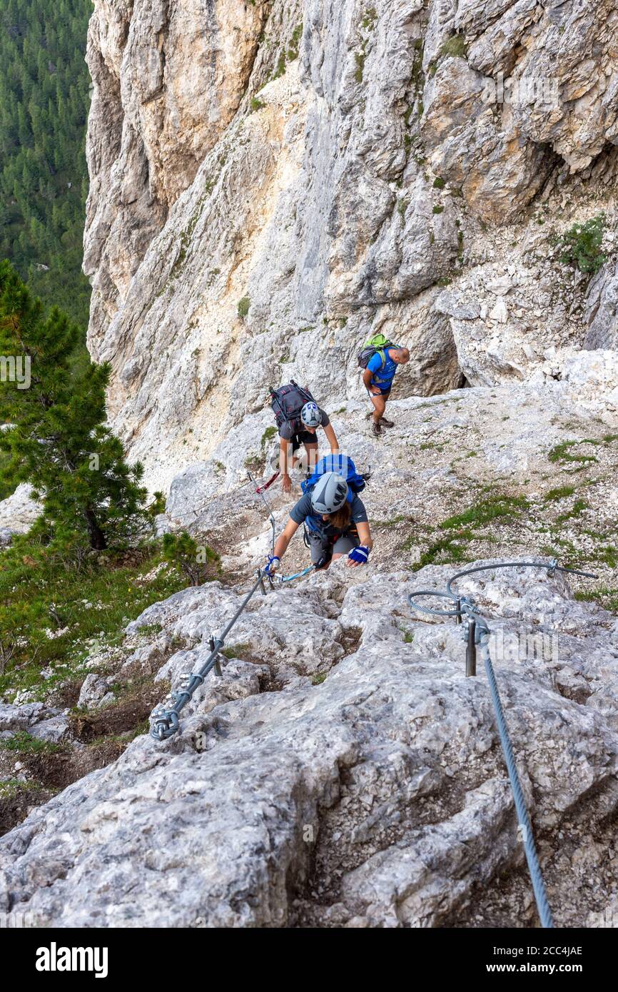 Italie Veneto Lagazuoi - Passo Valparola - Sass de stria - Ferrata Fusetti Banque D'Images