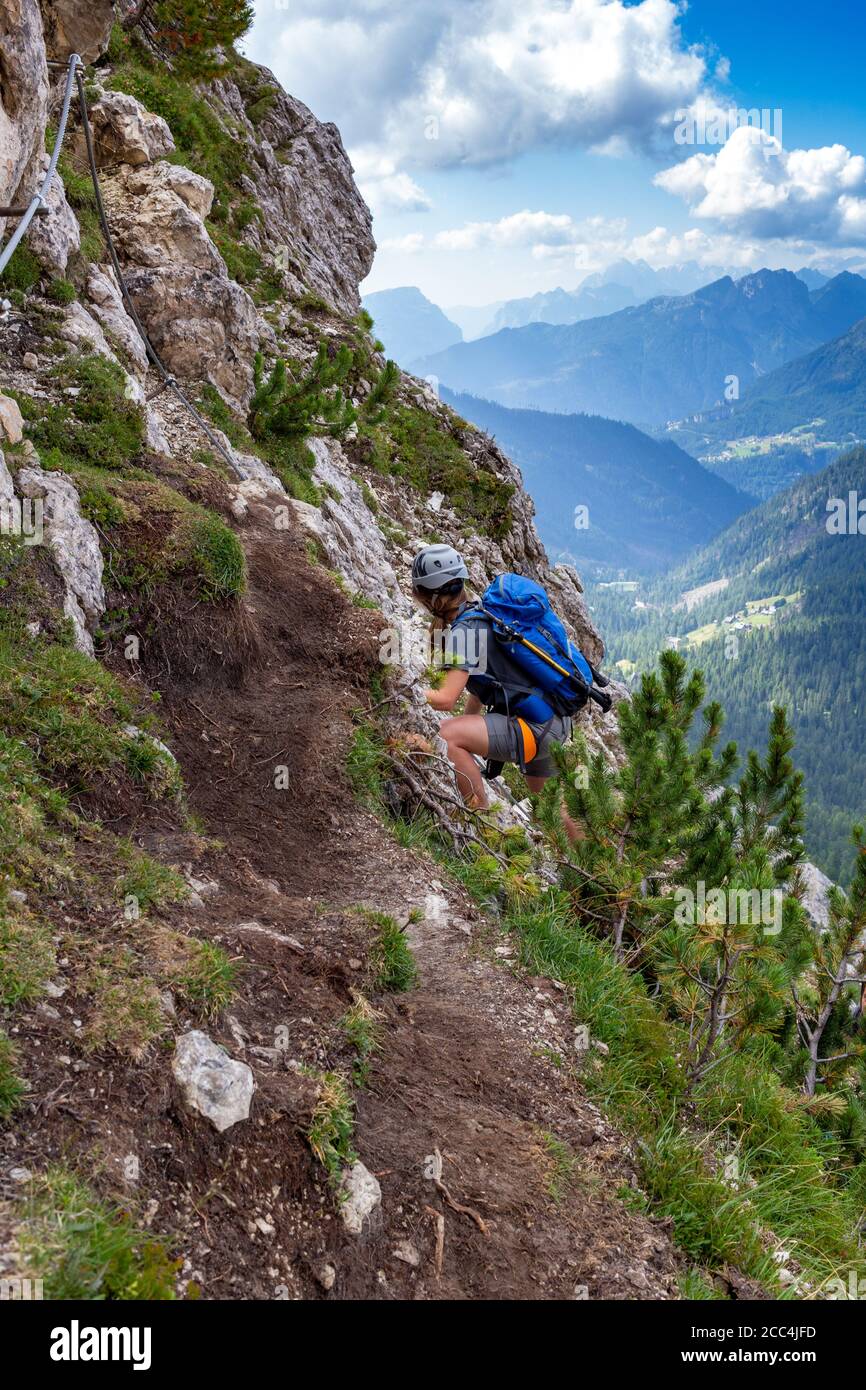 Italie Veneto Lagazuoi - Passo Valparola - Sass de stria - Ferrata Fusetti Banque D'Images