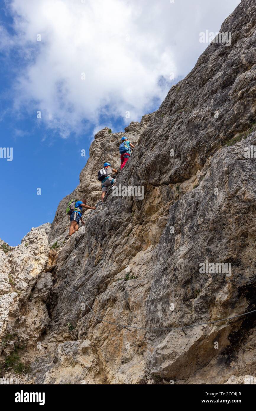 Italie Veneto Lagazuoi - Passo Valparola - Sass de stria - Ferrata Fusetti Banque D'Images