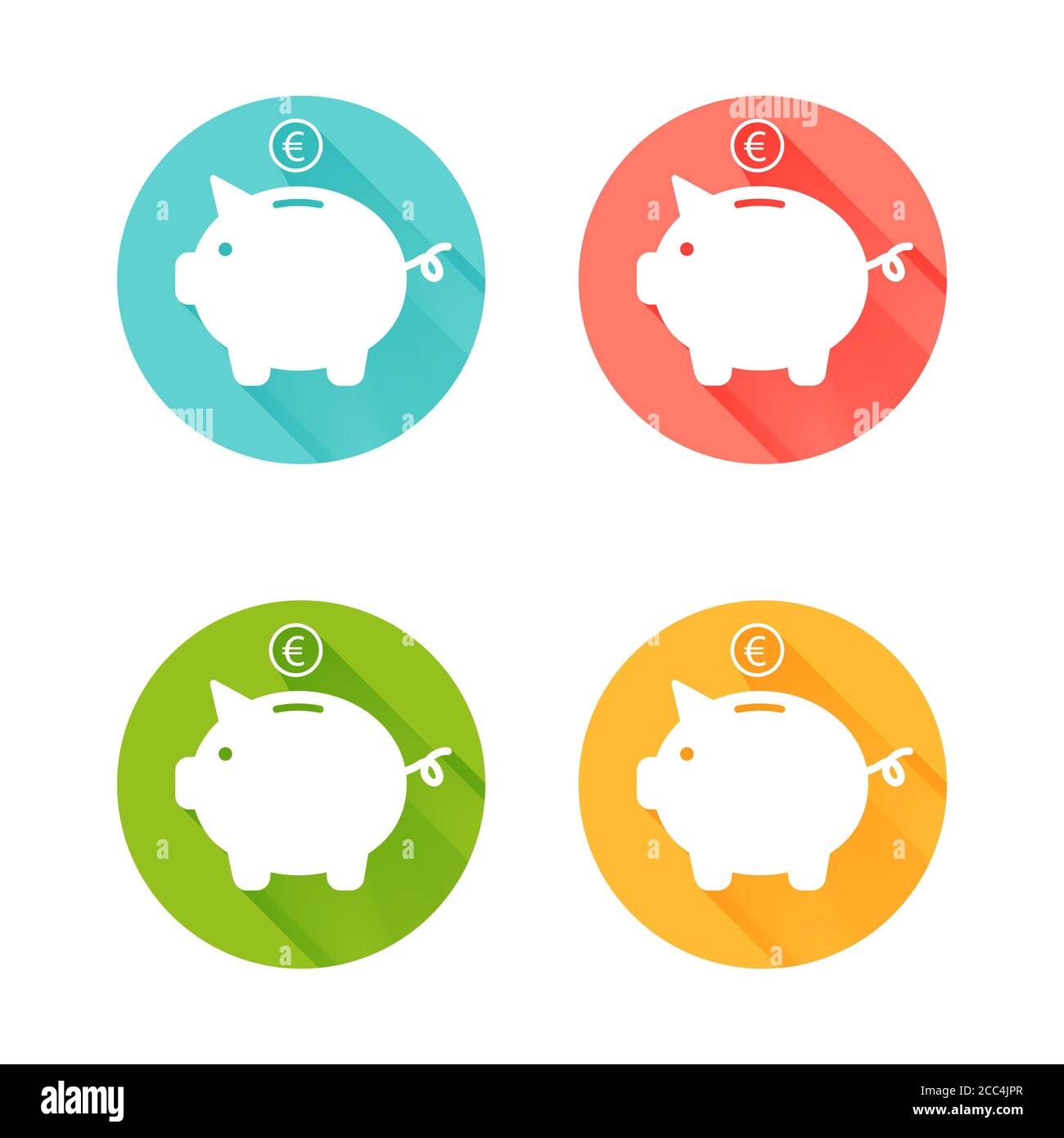 Illustration des icônes colorées de la banque de porc Banque D'Images