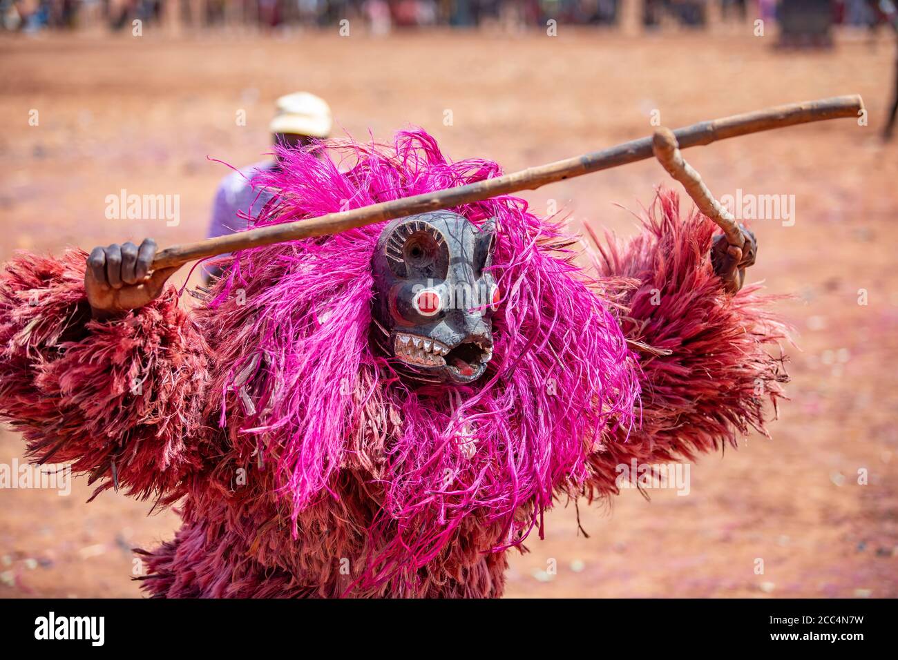 Danseuse avec un masque animal, Fesma Arts and Mask Festival à Dedougou, Burkina Faso Banque D'Images