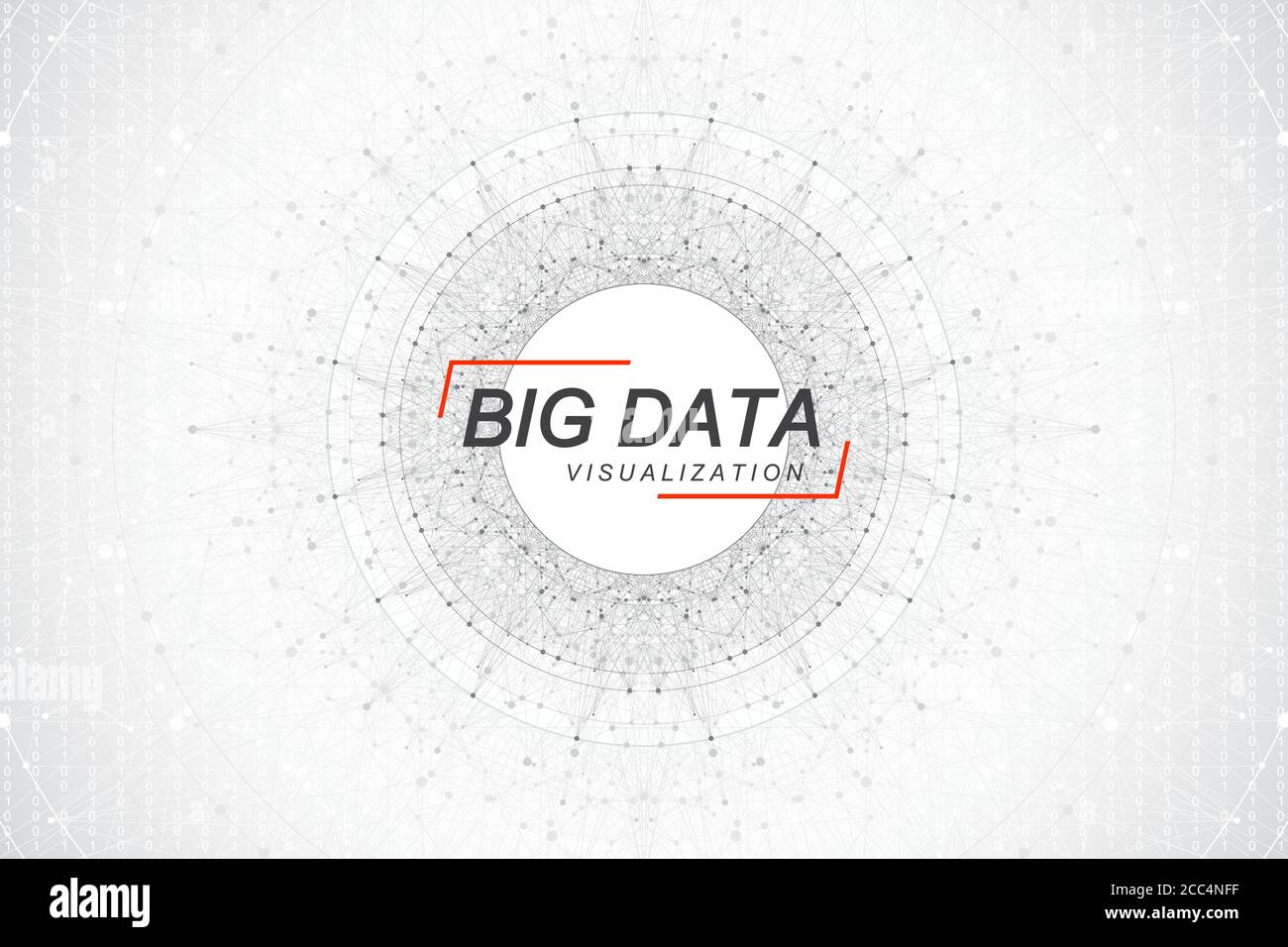 Visualisation des Big Data. Algorithmes d'apprentissage de machines Big Data. Visualisation de la matrice de données. Complexité des informations visuelles. Analyse futuriste de Illustration de Vecteur