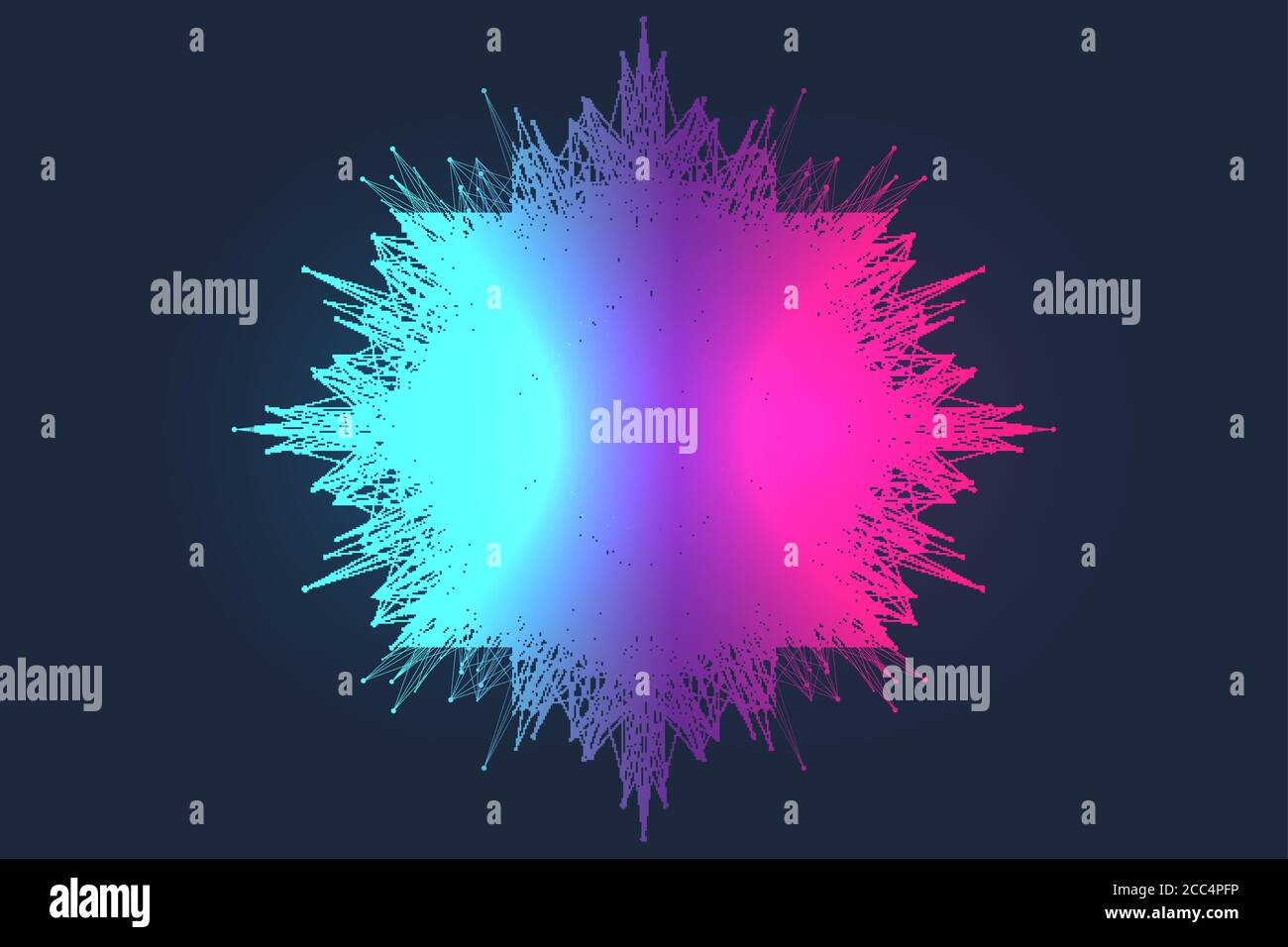 Visualisation des Big Data. Algorithmes d'apprentissage de machines Big Data. Visualisation de la matrice de données. Complexité des informations visuelles. Analyse futuriste de Illustration de Vecteur