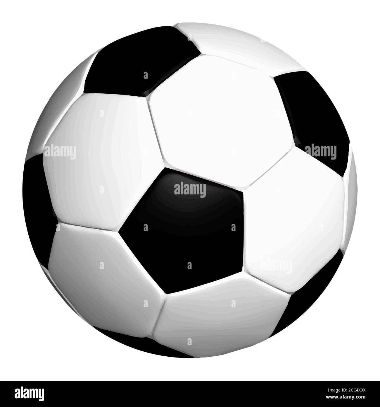 Illustration d'une balle de football isolée sur un fond blanc Banque D'Images