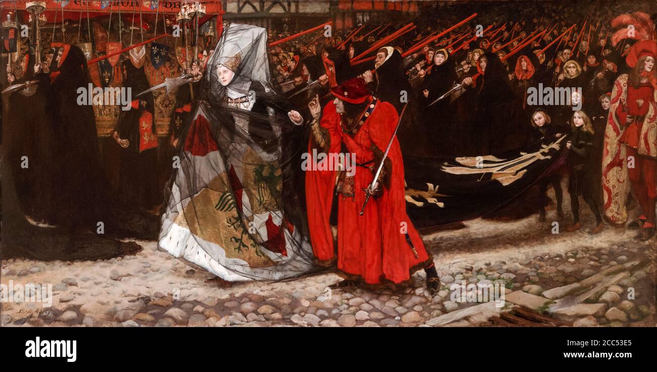 Richard, duc de Gloucester et la Dame Anne, (scène de la pièce de Shakespeare Richard III), peinture de l'abbaye d'Edwin Austin, 1896 Banque D'Images