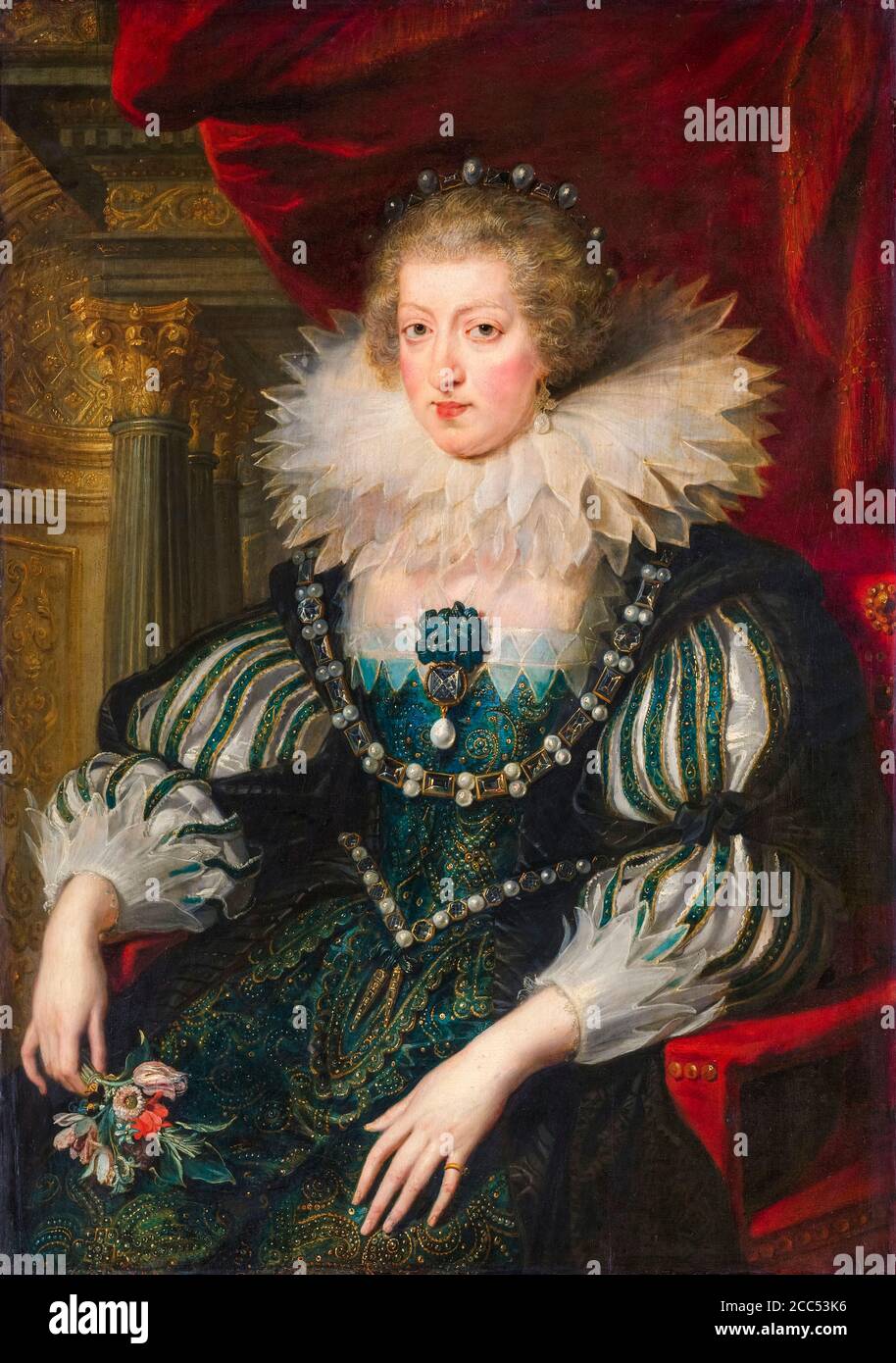 Anne d'Autriche (1601-1666), reine de France, épouse de Louis XIII, roi de France, portrait peint par Workshop de Peter Paul Rubens, 1625-1626 Banque D'Images