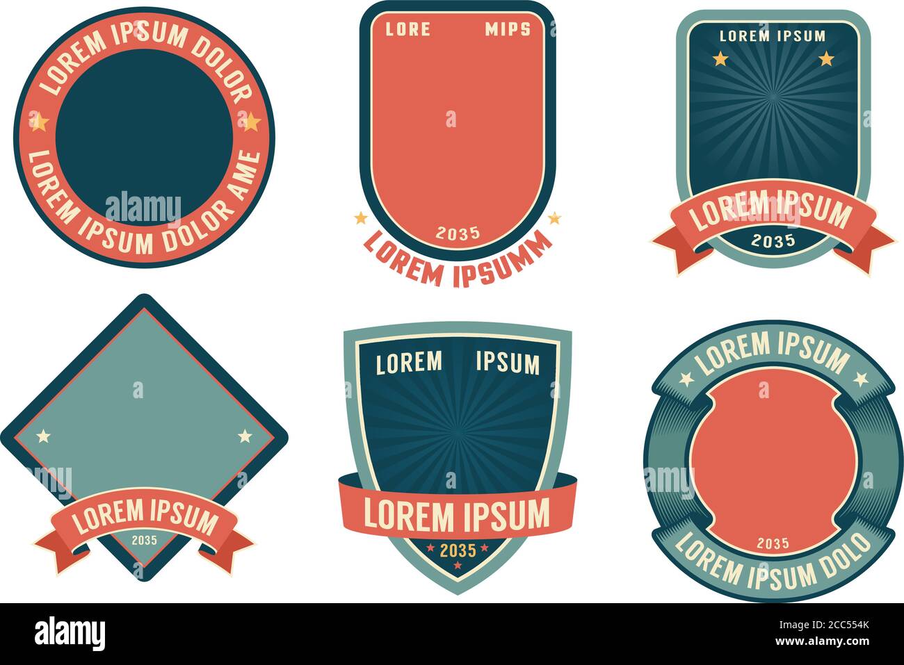 Modèle de badge rétro avec rubans Illustration de Vecteur