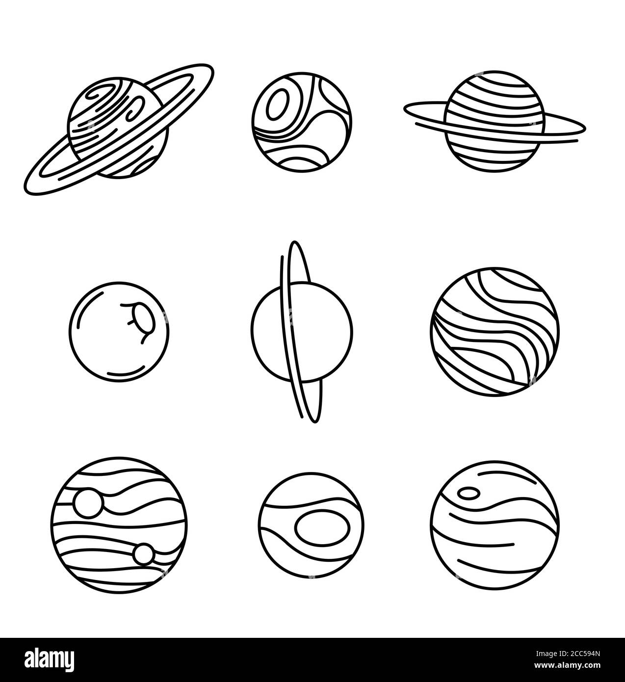 Ensemble d'icônes vectorielles de planètes. Icônes de lignes vectorielles Illustration de Vecteur