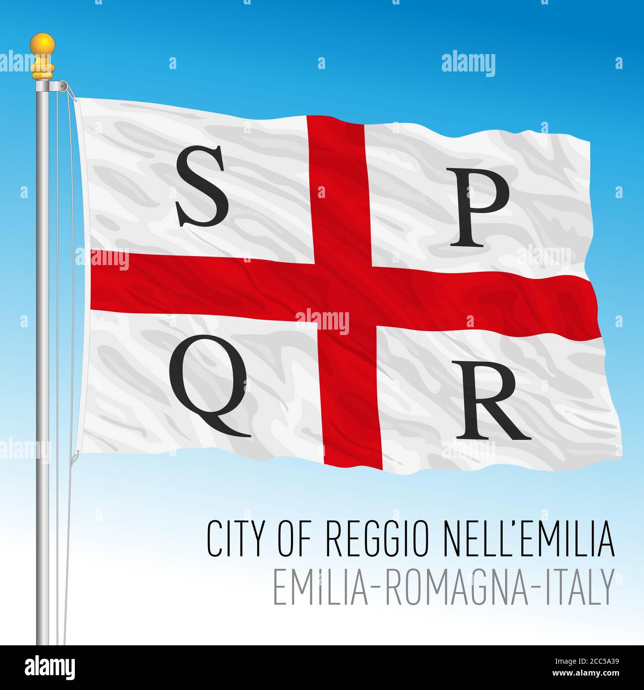 Reggio Emilia, drapeau officiel de la ville et de la municipalité, Emilia Romagna, Italie, illustration vectorielle Illustration de Vecteur