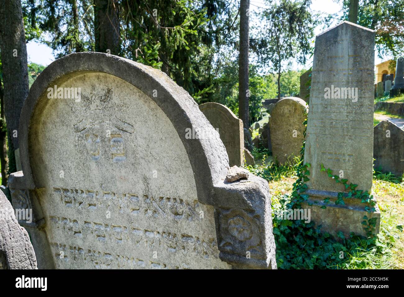 Le cimetière juif de Třebíč à partir de la première moitié du 17ème siècle inscrit sur la liste du patrimoine mondial de l'UNESCO en 2003 Banque D'Images