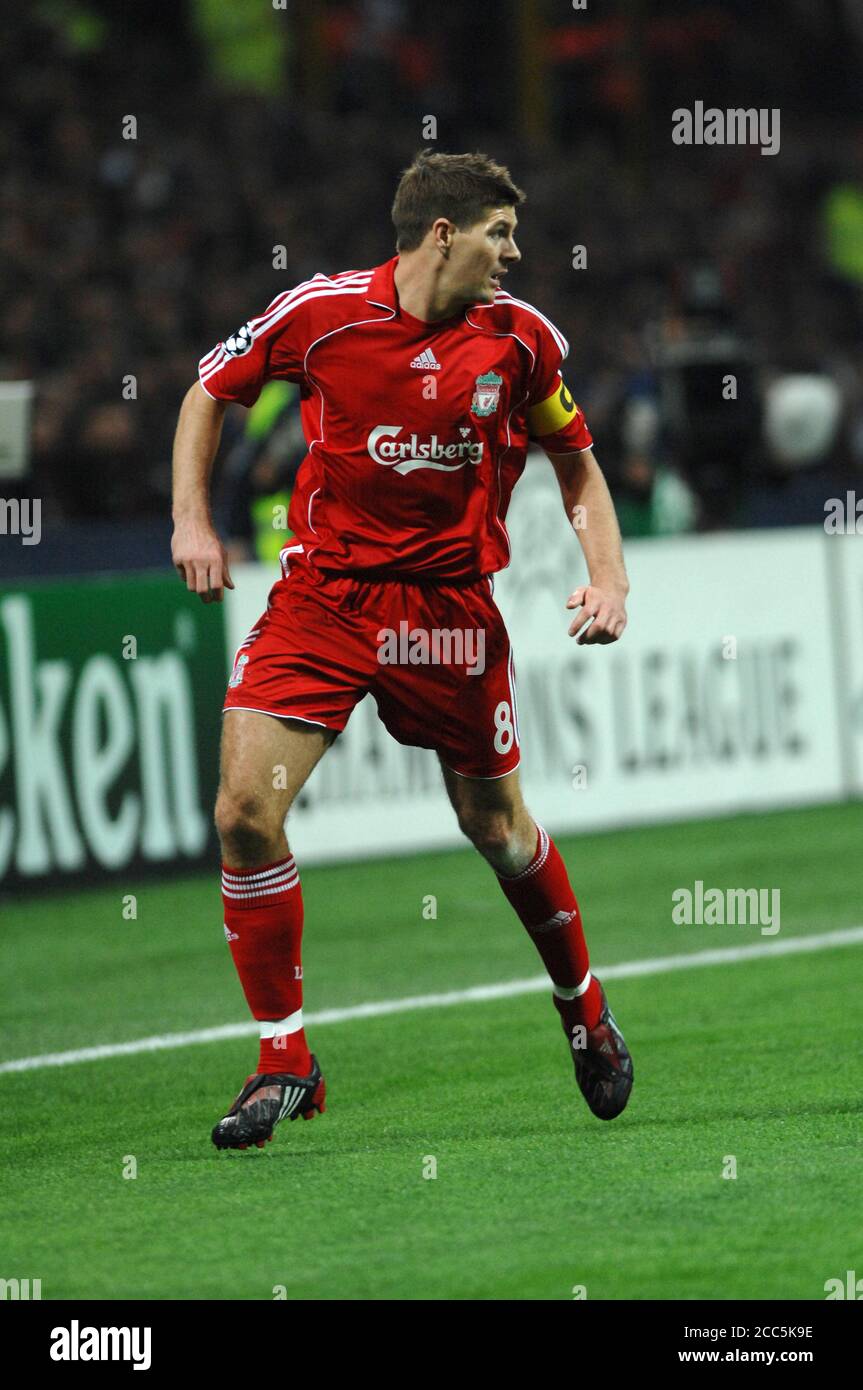 Milan Italie, 11 mars 2008, 'G.Meazza' Stadium, UEFA Champions League 2007/2008, FC Inter - FC Liverpool : Steven Gerrard en action pendant le match Banque D'Images