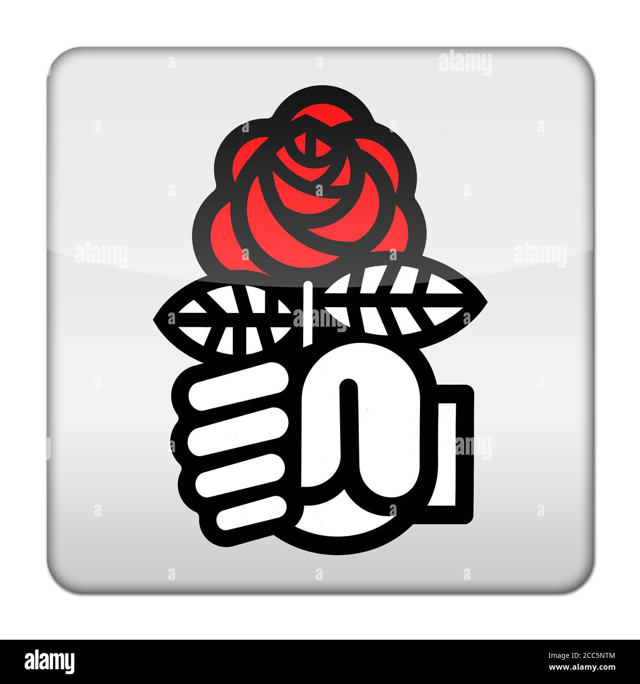 Parti socialiste en France l'icône bouton drapeau logo app Banque D'Images