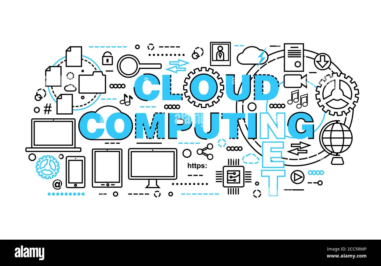 Illustration moderne de la conception de lignes fines plates, concept de technologies de cloud computing, protection des réseaux informatiques et stockage de données à distance, pour le merde Illustration de Vecteur Illustration moderne de la conception de lignes fines plates, concept de technologies de cloud computing, protection des réseaux informatiques et stockage de données à distance, pour le merde Illustration de Vecteur