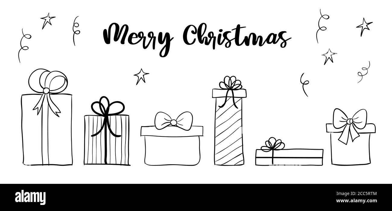 Carte de voeux à motif vectoriel de Noël avec boîtes-cadeaux et confettis Illustration de Vecteur