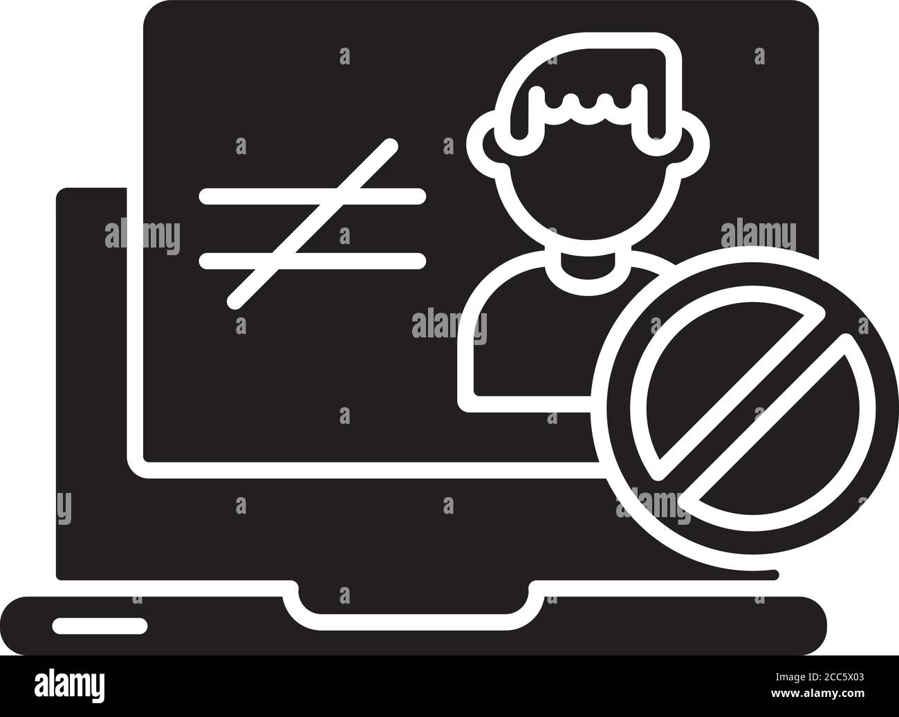 Icône de glyphe noir d'accès non autorisé Illustration de Vecteur