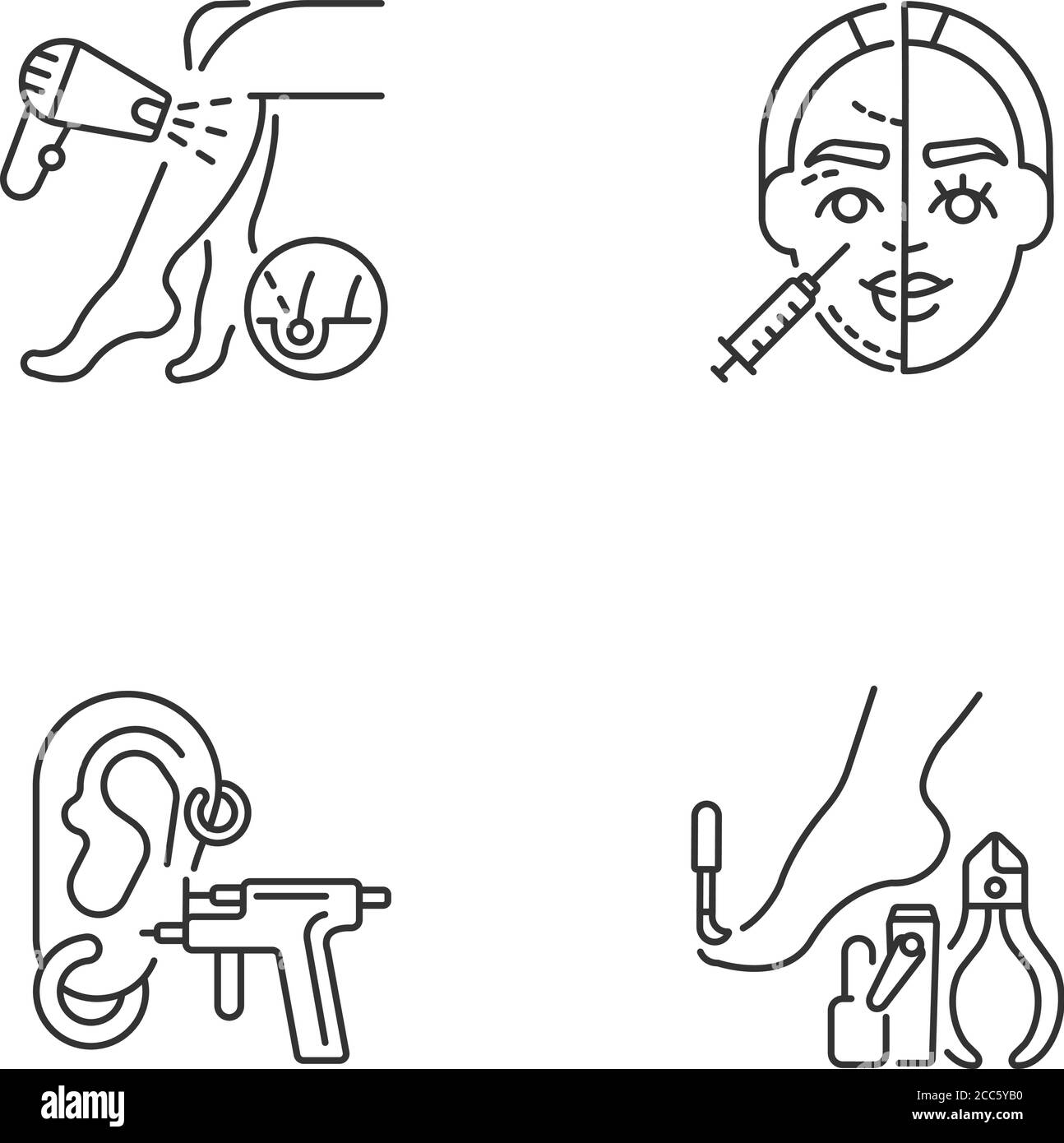 Ensemble d'icônes linéaires des procédures de beauté Illustration de Vecteur