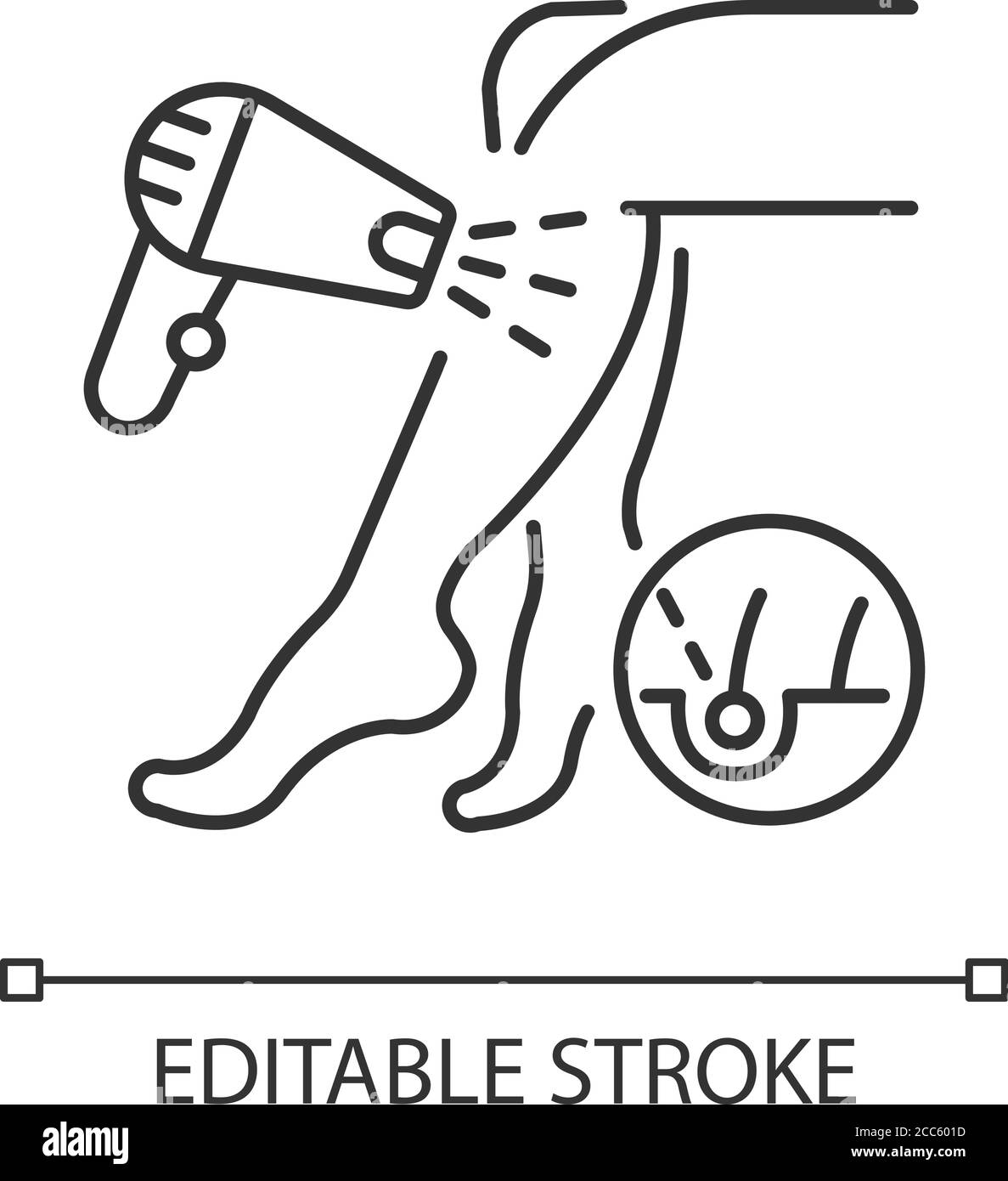 Icône linéaire d'enlèvement de cheveux au laser Illustration de Vecteur