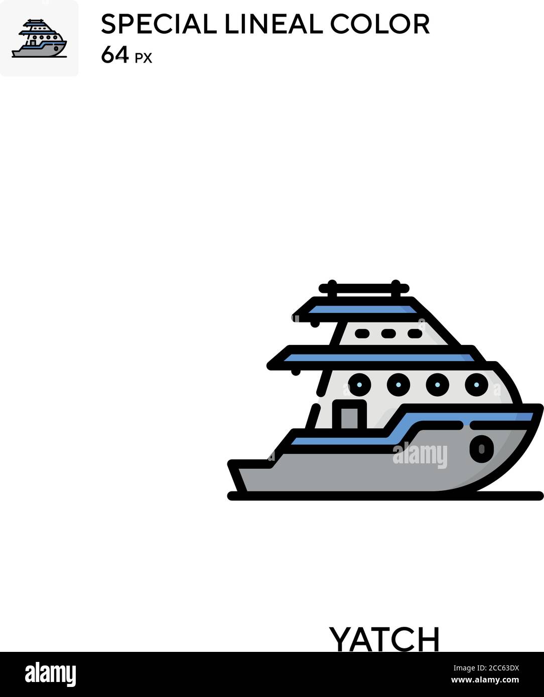 Icône de vecteur de couleur de ligne jaune soecial de Yatch. Modèle de conception de symbole d'illustration pour élément d'interface utilisateur Web mobile. Illustration de Vecteur