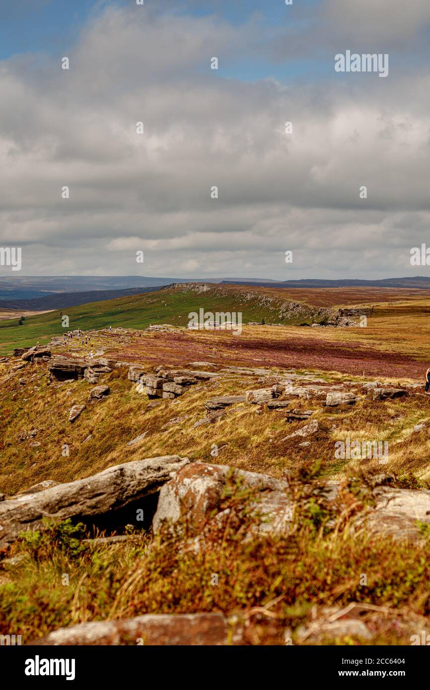 Vue sur le paysage du parc national de Peak District, Royaume-Uni Banque D'Images