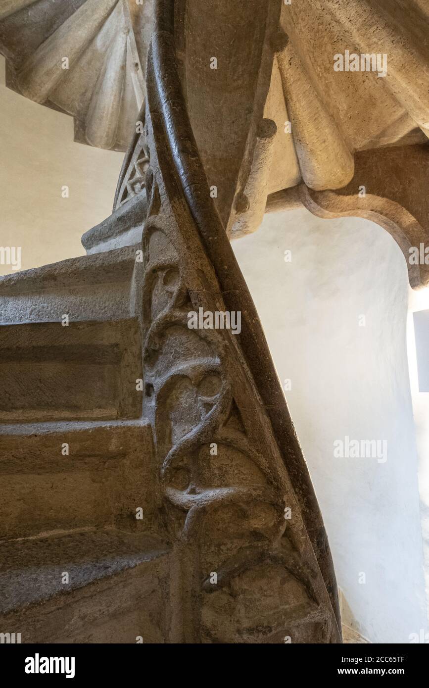 Graz, Autriche. Août 2020. Détail de l'escalier en spirale double construit en 1499 situé dans la cour intérieure des palais de l'ancien i Banque D'Images