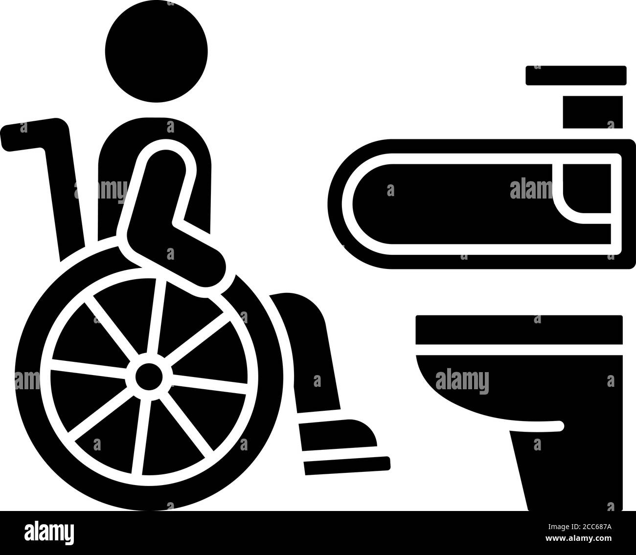 Icône de glyphe noir pour toilettes accessibles Illustration de Vecteur