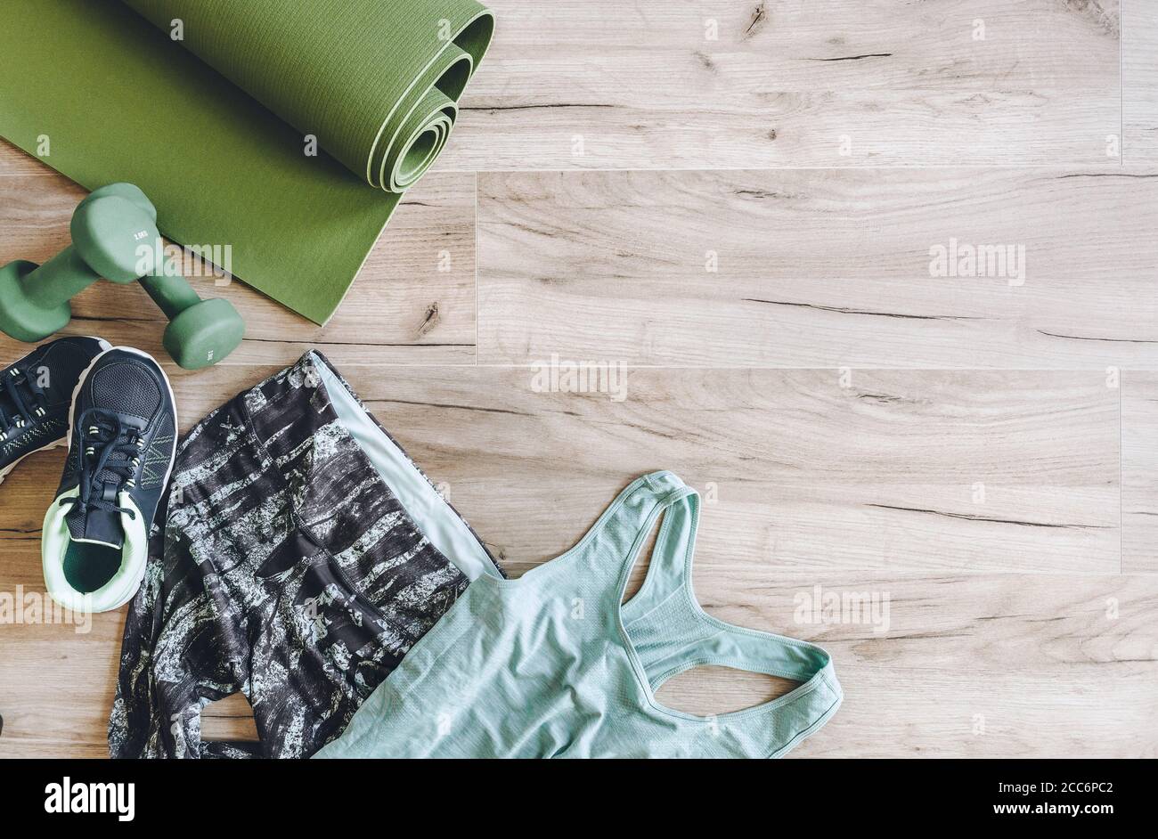 Arrière-plan avec des vêtements et des équipements de sport Banque D'Images