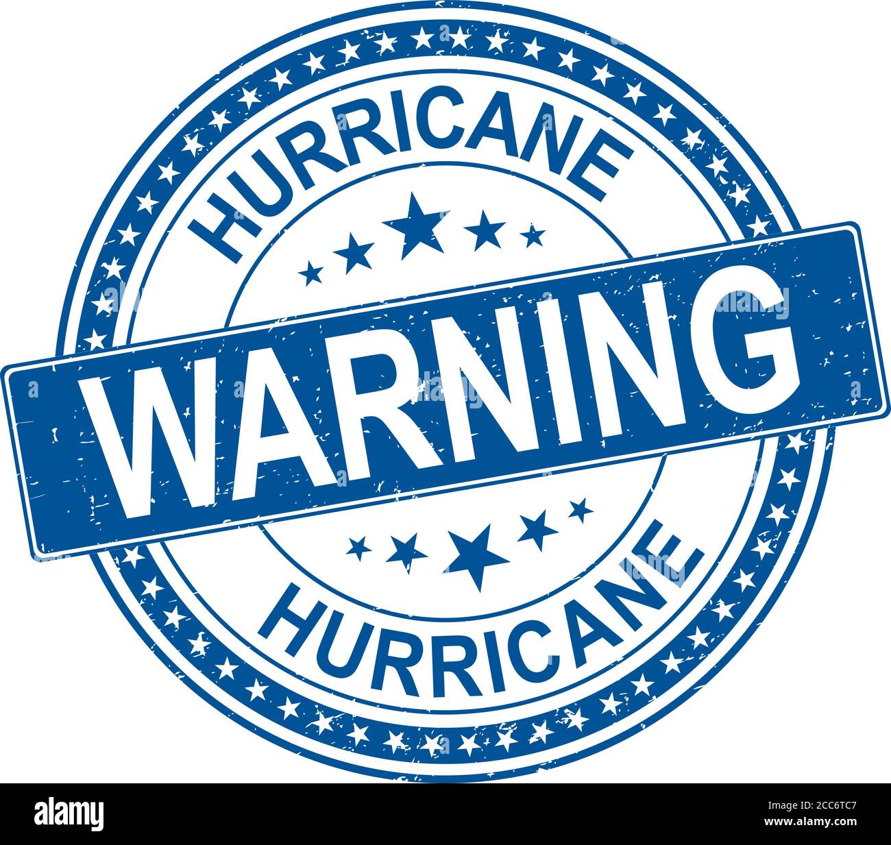 Bleu Hurricane rond texte du timbre rouge sur fond blanc Illustration de Vecteur