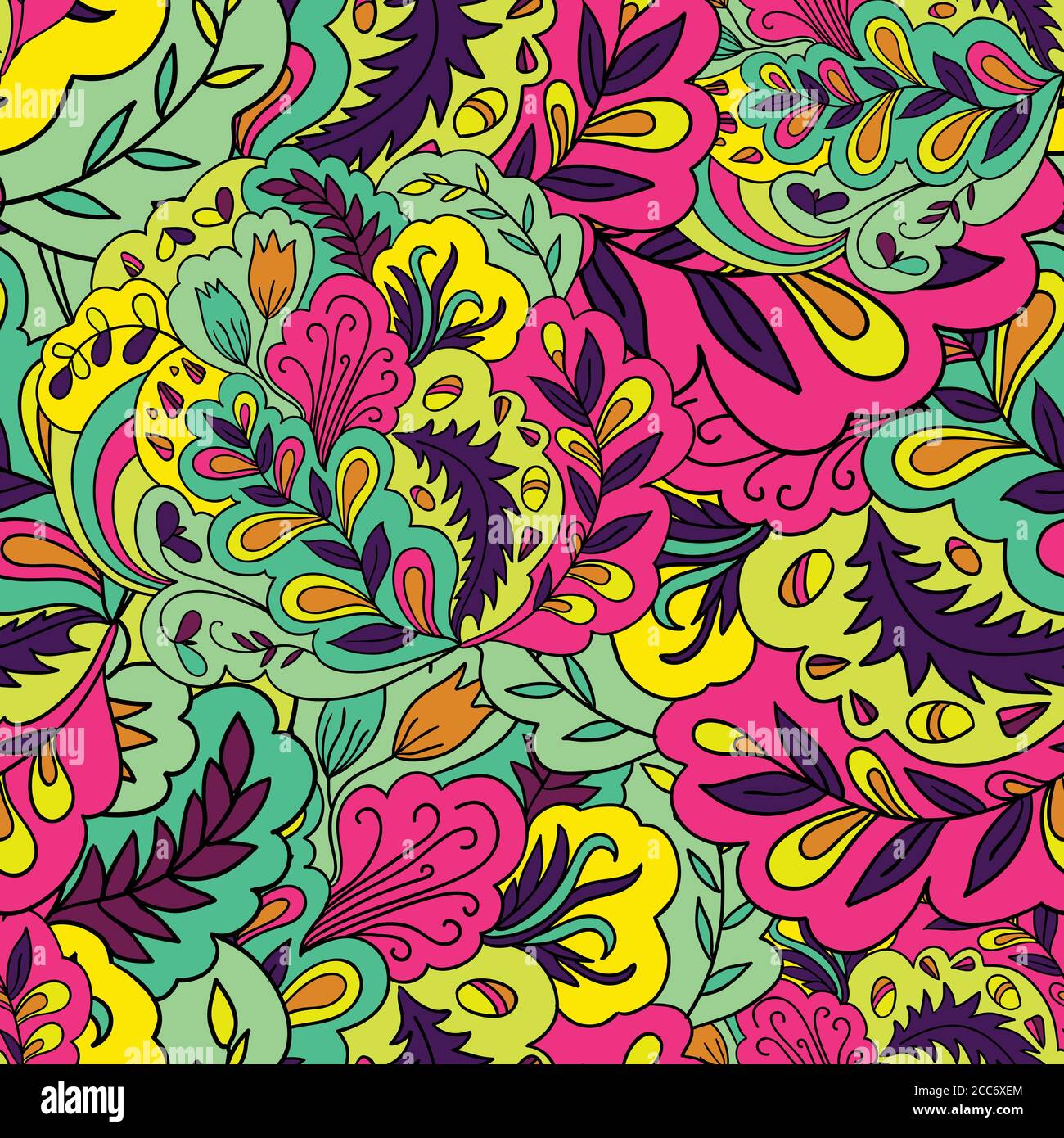 Motif sans couture avec éléments colorés abstraits et floraux. Illustration de Vecteur