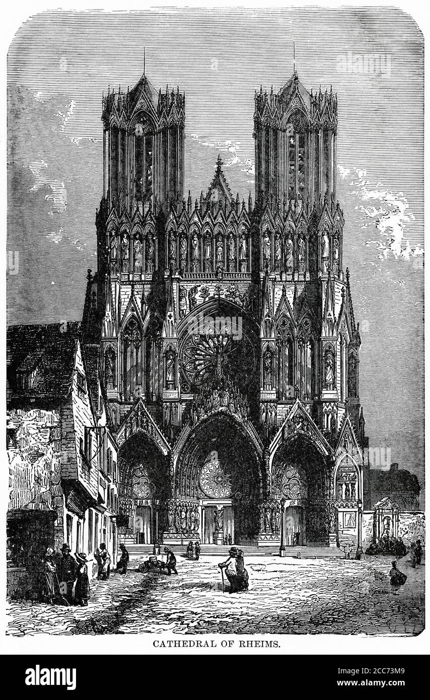Cathédrale de Reims, Illustration, Histoire du monde de Ridpath, Volume III, par John Clark Ridpath, LL. D., Merrill & Baker Publishers, New York, 1897 Banque D'Images