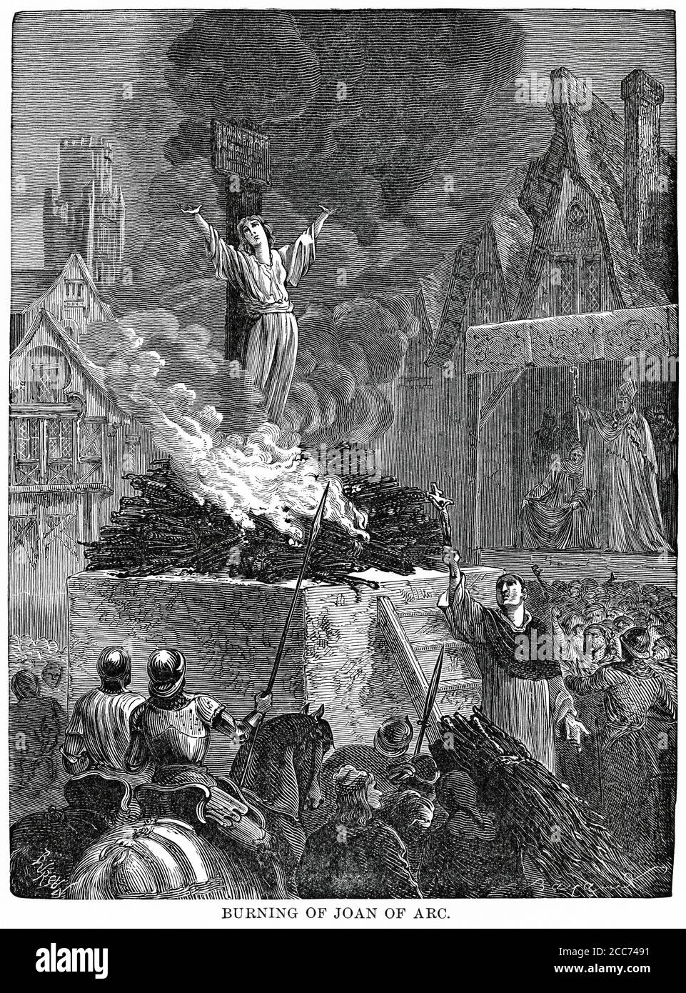 Burning of Joan of Arc, Ridpath's History of the World, Volume III, par John Clark Ridpath, LL. D., Merrill & Baker Publishers, New York, 1897 Banque D'Images