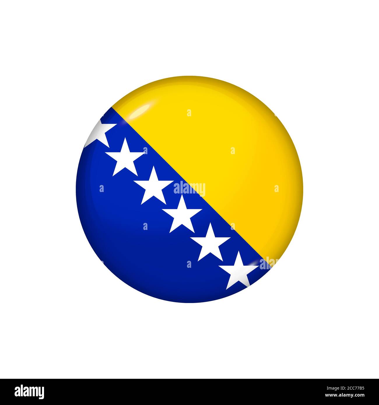 Drapeau rond de Bosnie-Herzégovine. Illustration vectorielle. Bouton, icône, badge brillant Illustration de Vecteur