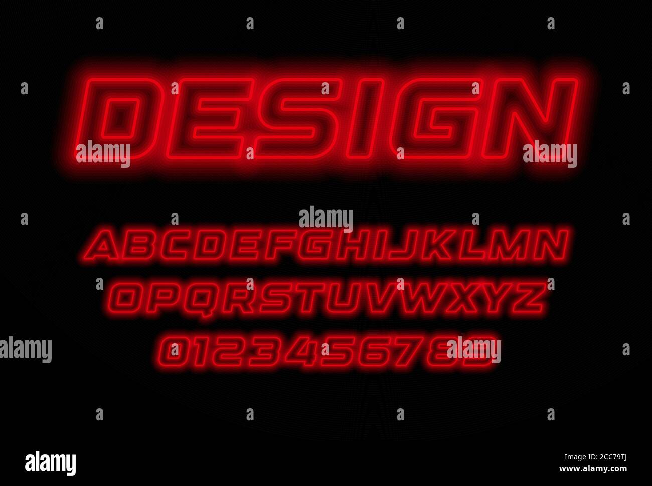 Alphabet de style néon rouge. Police de ligne de contour italique, logo futuriste néon, monogramme élégant, périphérique numérique et graphique hud. Lettres de style minimales Illustration de Vecteur