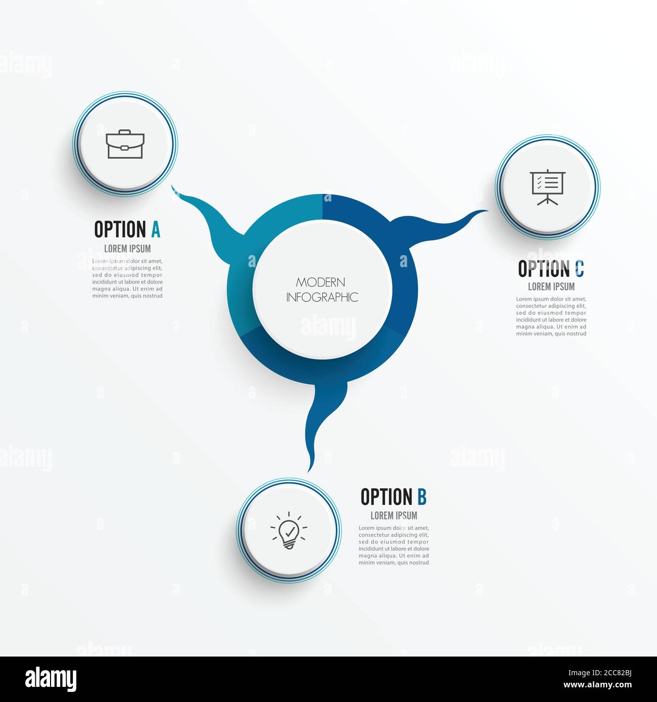 Éléments abstraits du modèle graphique d'infographie avec étiquette, cercles intégrés. Business concept avec 3 options. Pour le contenu, le diagramme, l'organigramme, l'étape. Illustration de Vecteur