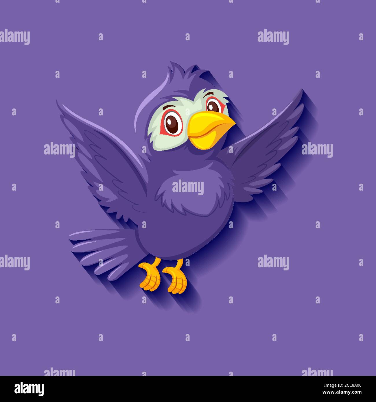 Illustration de personnages de dessin animé représentant un oiseau violet mignon Illustration de Vecteur