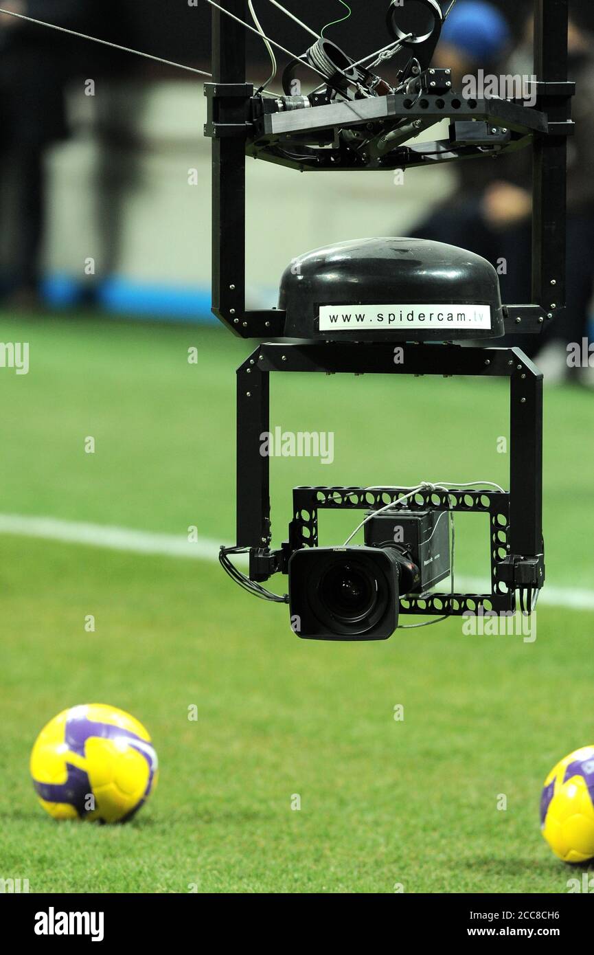 Milan Italie 15 février 2009, Stade 'G.MEAZZA SAN SIRO', Championnat de football sérieux A 2008/2009, FC Inter - AC Milan :Spidercam , caméra suspendue Banque D'Images