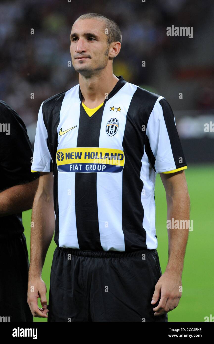 Milan Italie, 17 août 2008, Stade 'SAN SIRO', Trophée L.Berlusconi 2008 , AC Milan - FC Juventus :Giorgio Chiellini avant le match Banque D'Images