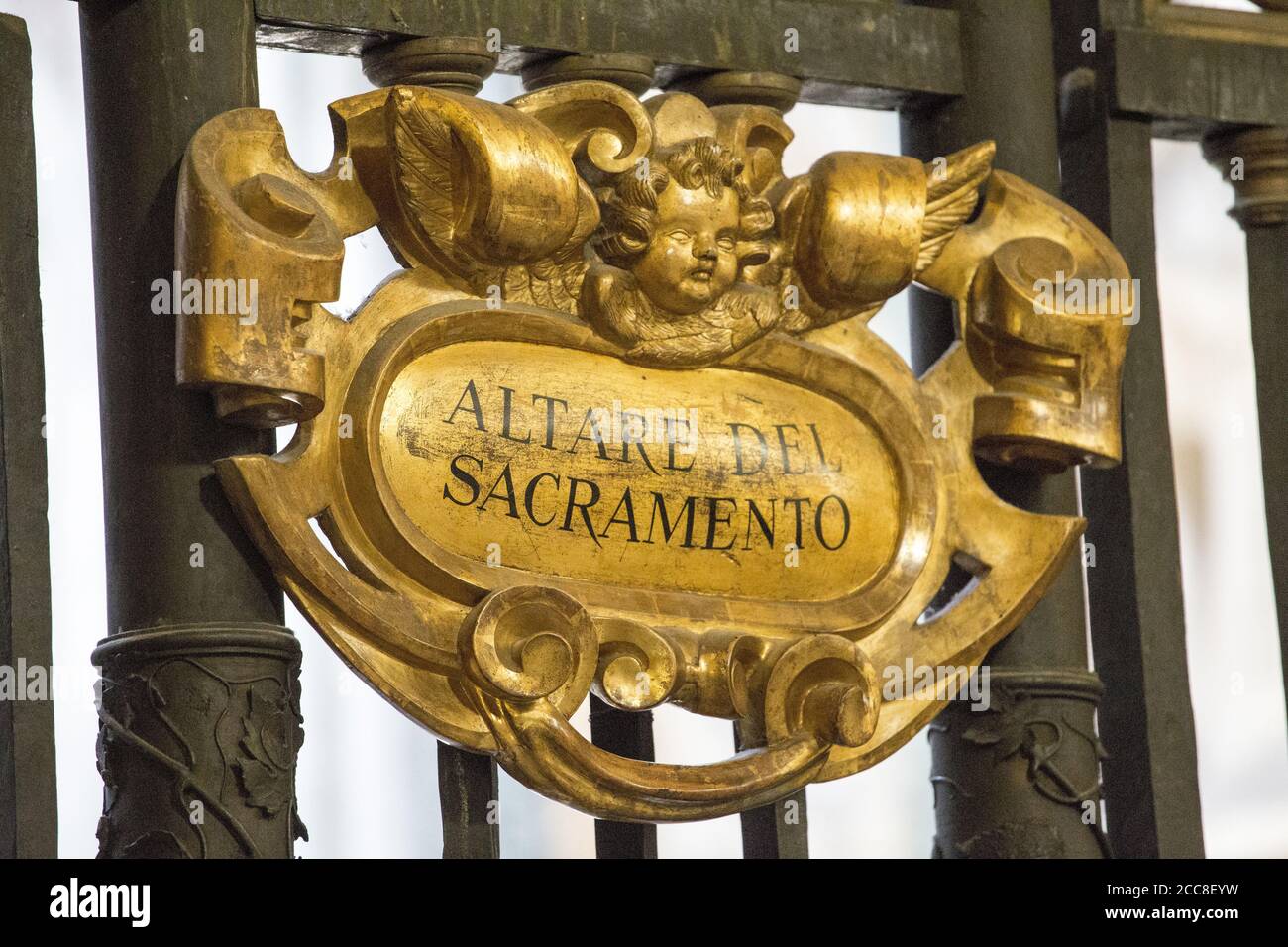 Décoration en métal avec inscription en italien Banque D'Images