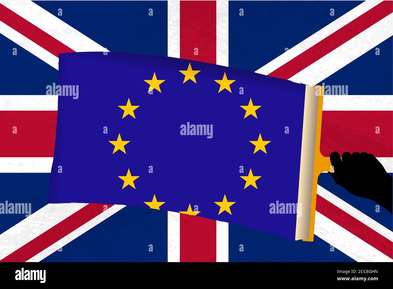 Brexit métaphore avec les drapeaux et la Grande-Bretagne. Vector illustration. Illustration de Vecteur