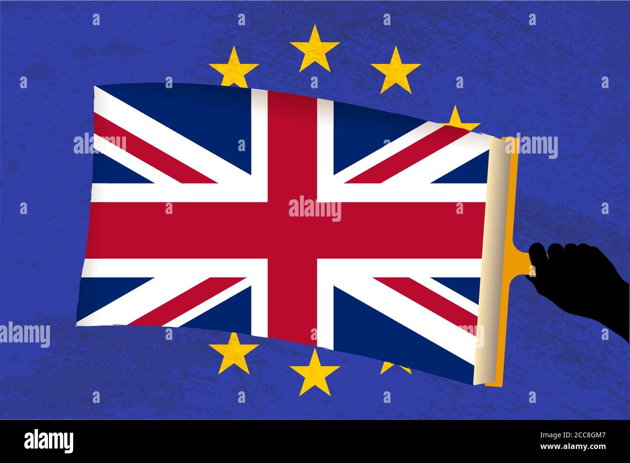 Brexit métaphore avec les drapeaux et la Grande-Bretagne. Vector illustration. Illustration de Vecteur