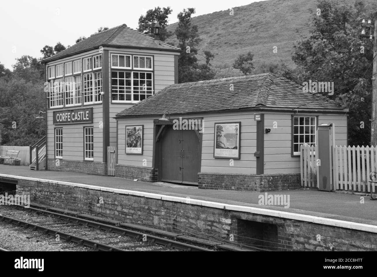 Gare du château de Corfe. Banque D'Images Gare du château de Corfe. Banque D'Images