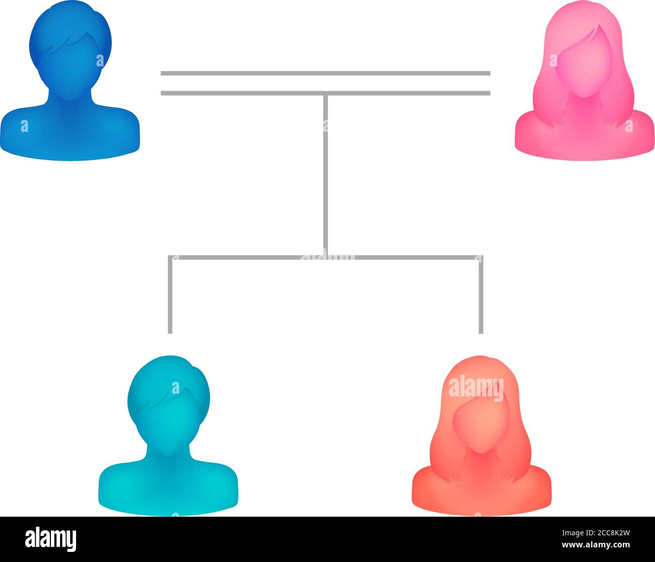 Illustration vectorielle de l'arbre généalogique ( silhouette sans visage / famille nucléaire ) Illustration de Vecteur